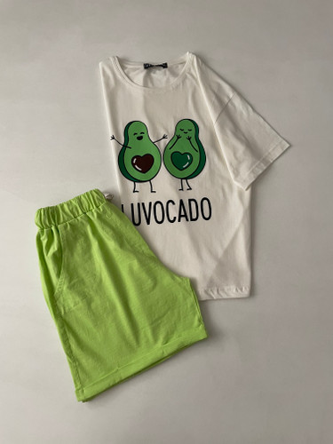 ست تیشرت شورتک آووکادو 🥑